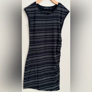 Athleta Navy and White Striped Dress